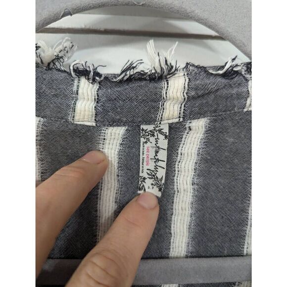 Intimately Free People Mixed Striped Tunic size small gray pocket cardigan - Picture 3 of 8